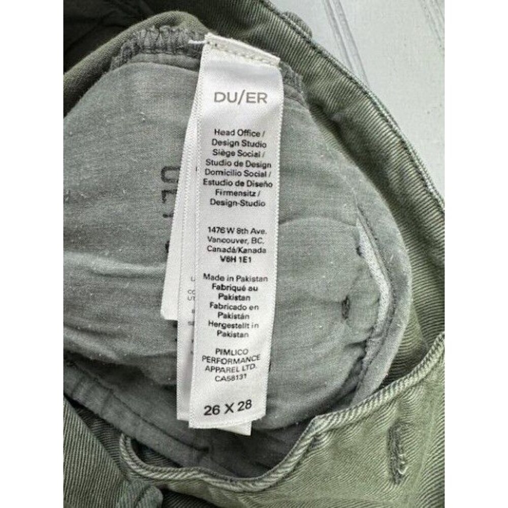 Du/er 26x28 Womens Jeans Green Wide Leg High Rise Stretch (Actual Inseam 26.5) - Picture 2 of 6